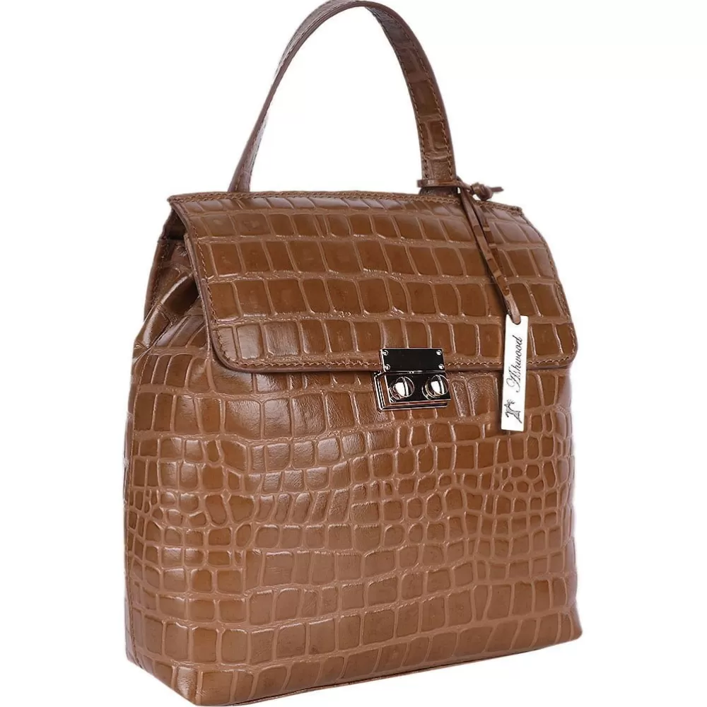 Women Ashwood Handbags Ashwood Crocodile Print Leather Backpack: C-51