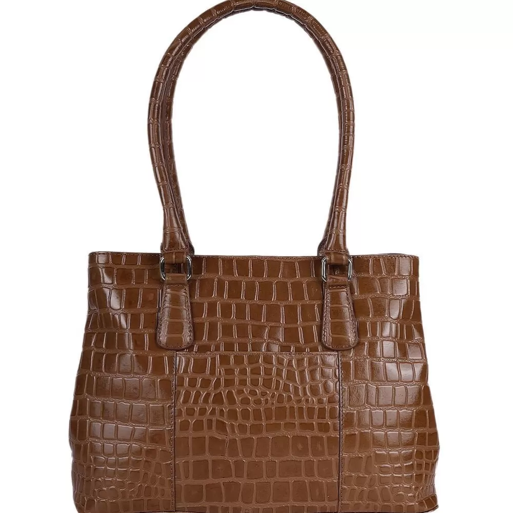 Women Ashwood Handbags Ashwood Leather Crocodile Print Two Section With Mid Purse Bag: C-54