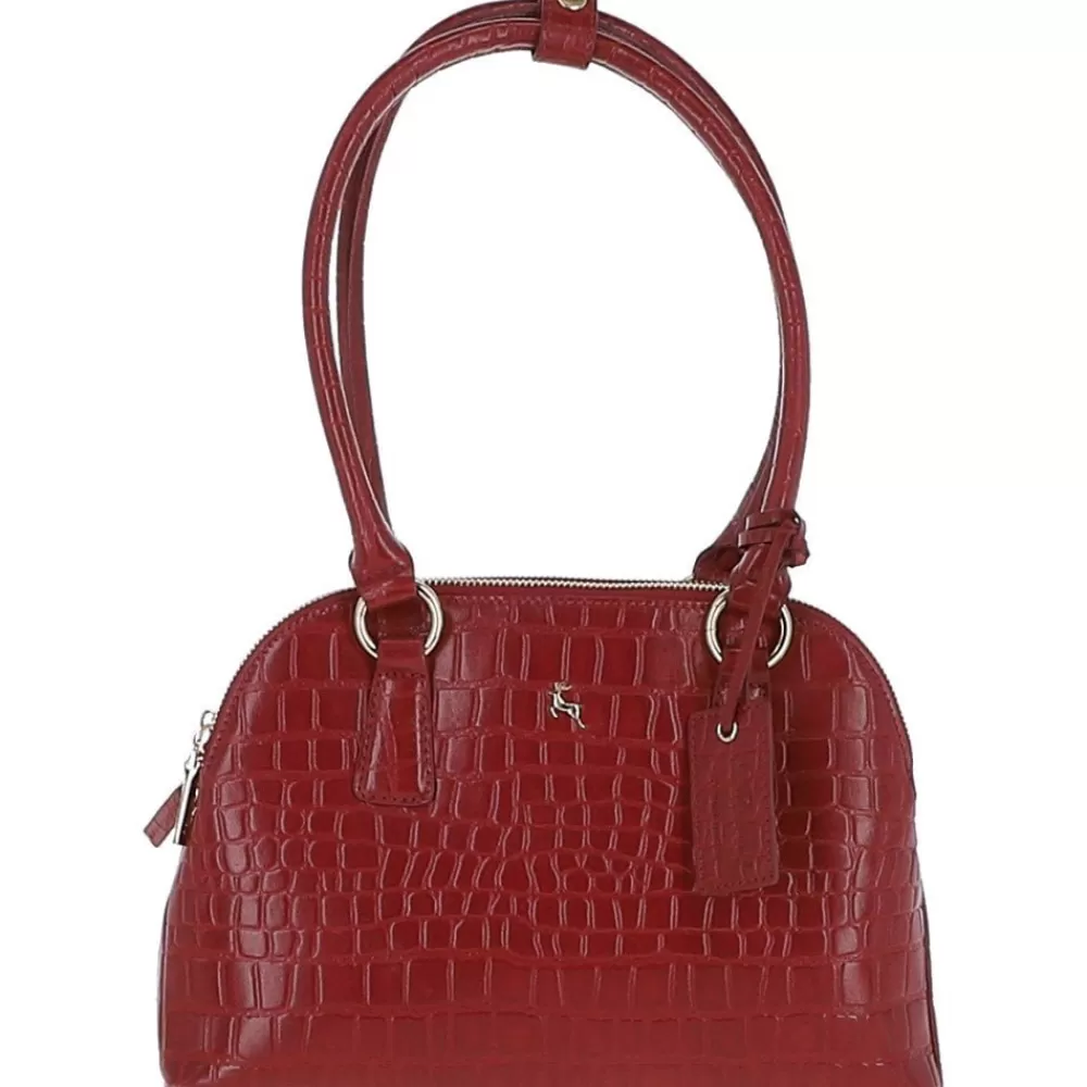 Women Ashwood Handbags Ashwood Womens Crocodile Print Long Handled Three Section Tote Bag: 62730