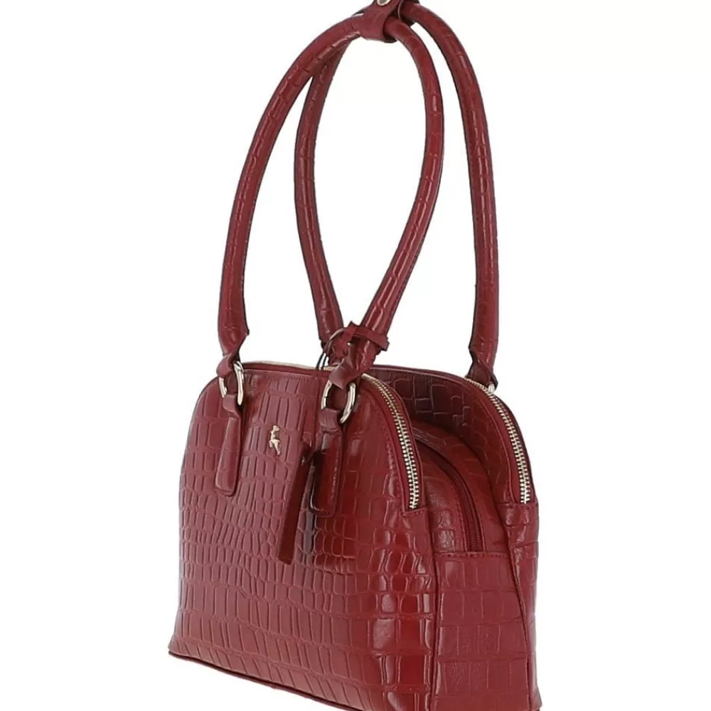 Women Ashwood Handbags Ashwood Womens Crocodile Print Long Handled Three Section Tote Bag: 62730