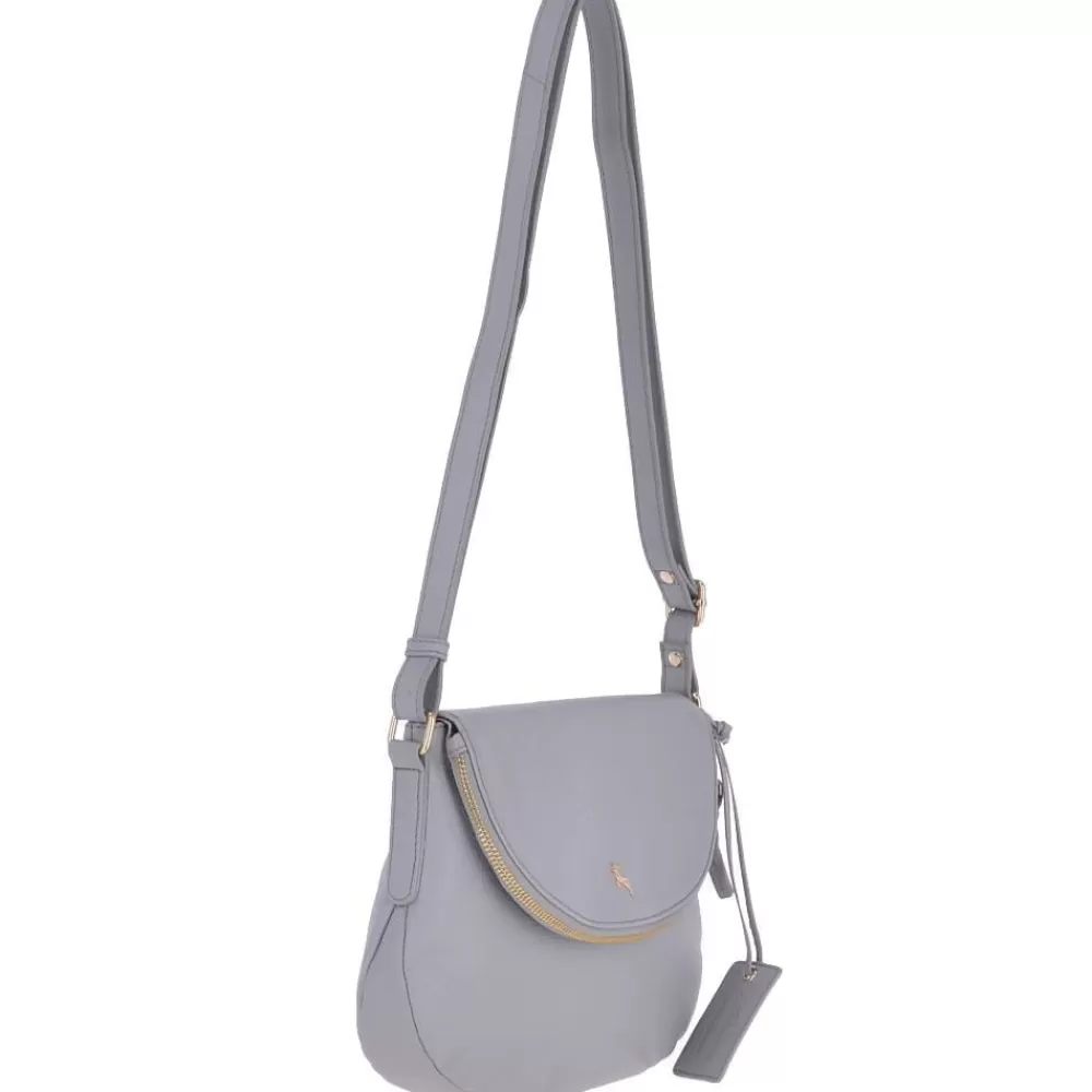 Women Ashwood Handbags Ashwood Womens Zip Around Pocket Shoulder Bag Light Grey - Rihanna