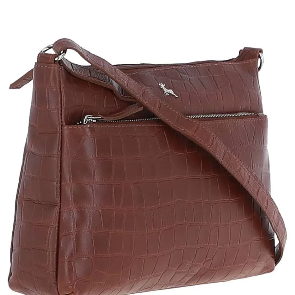 Women Ashwood Handbags Bridge Croc Print Leather Shoulder Bag: Mc2