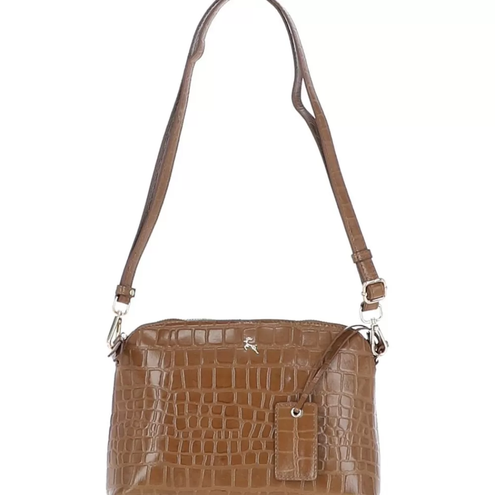 Women Ashwood Handbags Brill Croc Embossed Leather Shoulder Bag: 63787