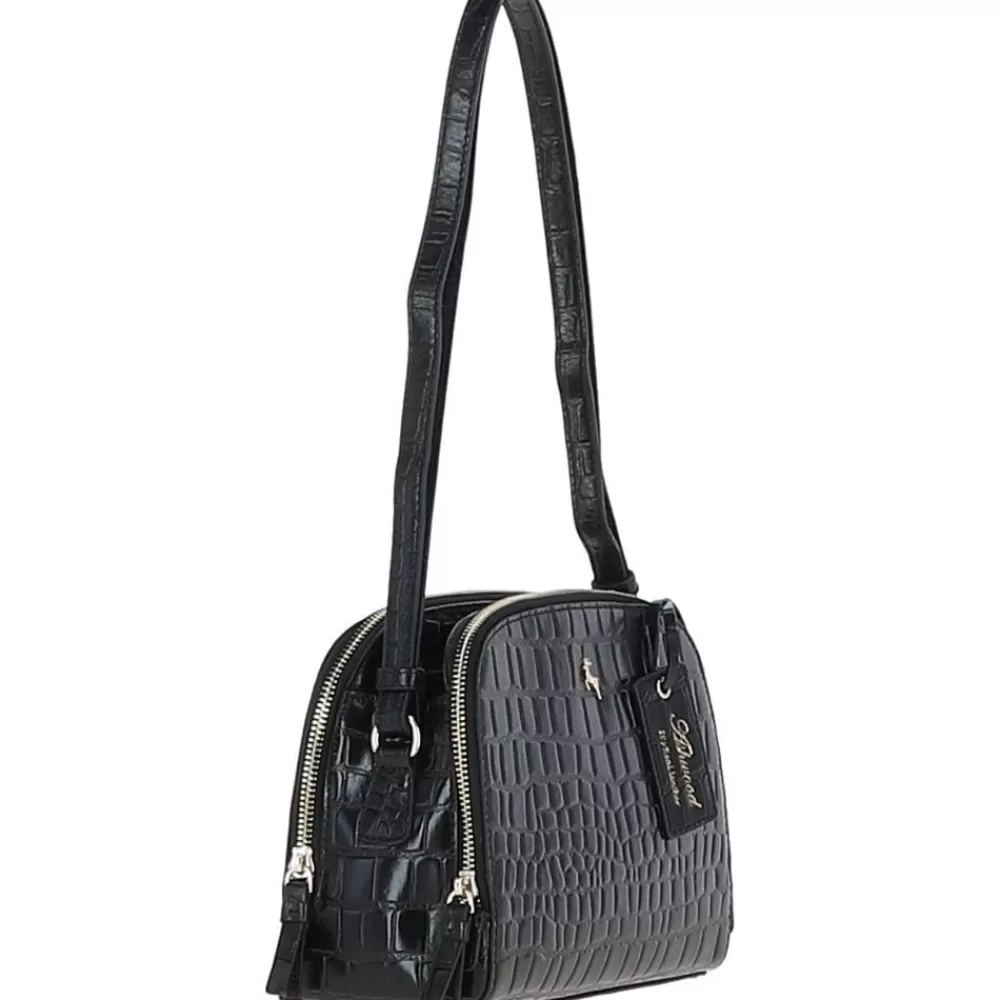 Women Ashwood Handbags Classy Croc Embossed Leather Three Section Cross Body Bag: 63789