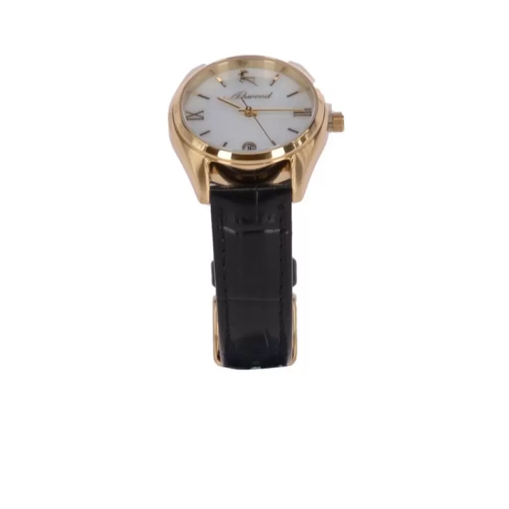 Women Ashwood Handbags Croc Leather Watch With Mother Of Pearl Face Black: Aw-0013/Poly