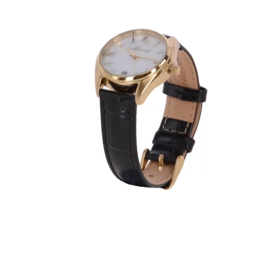 Women Ashwood Handbags Croc Leather Watch With Mother Of Pearl Face Black: Aw-0013/Poly