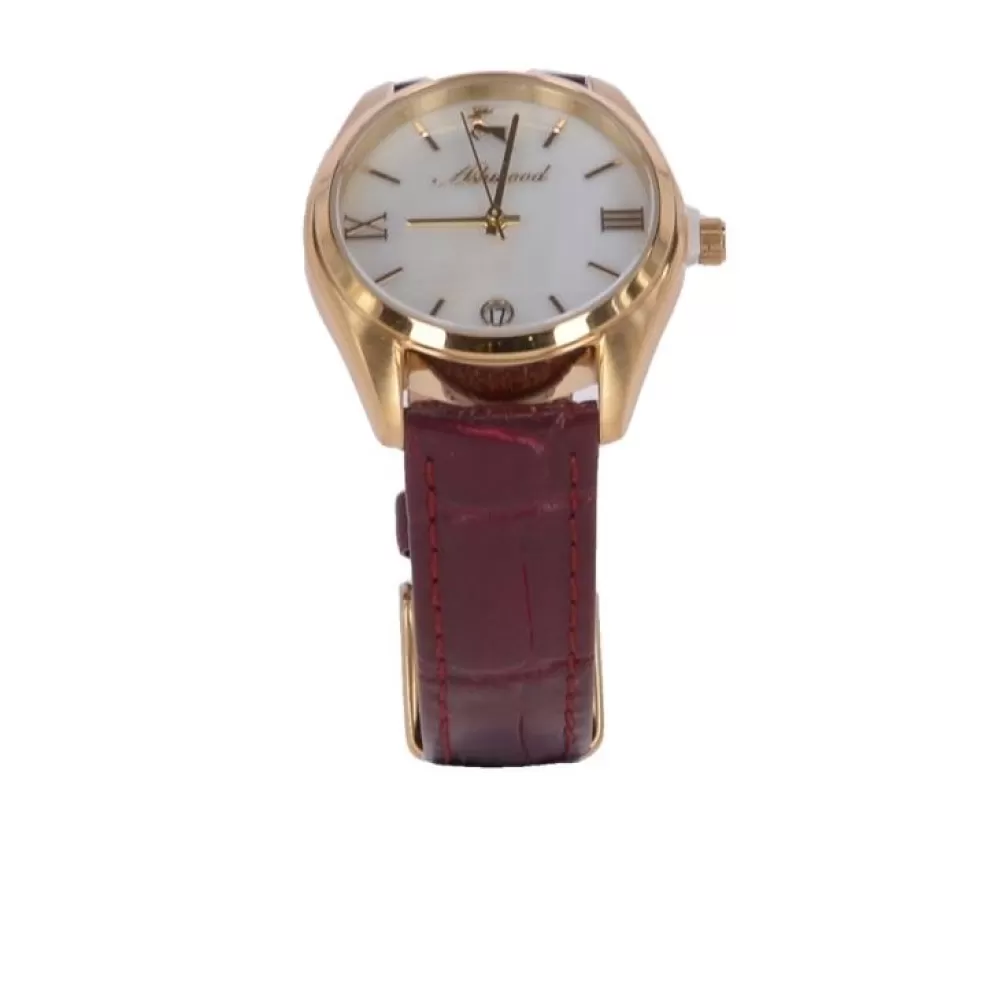 Women Ashwood Handbags Croc Leather Watch With Mother Of Pearl Face Burgundy: Aw-0012/Poly