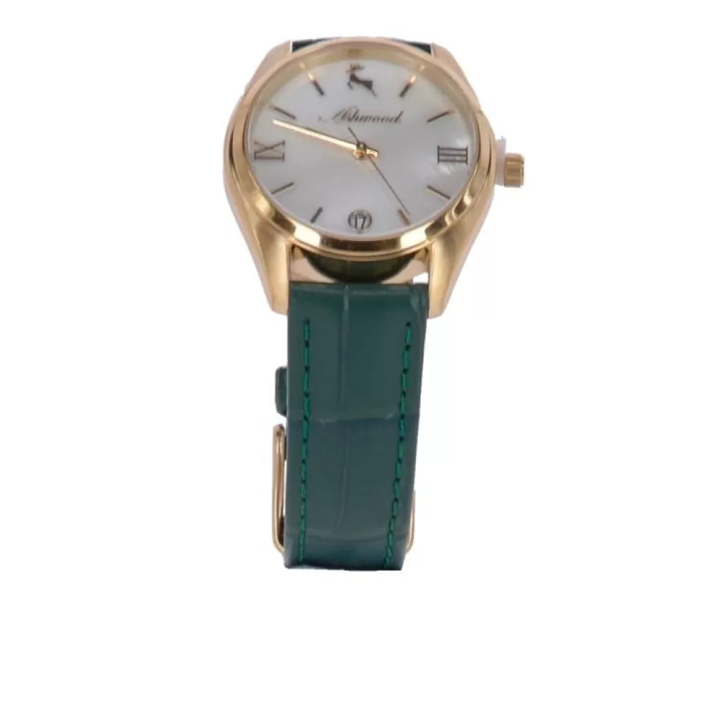 Women Ashwood Handbags Croc Leather Watch With Mother Of Pearl Face Green: Aw-0010/Poly