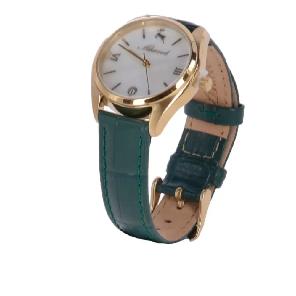Women Ashwood Handbags Croc Leather Watch With Mother Of Pearl Face Green: Aw-0010/Poly