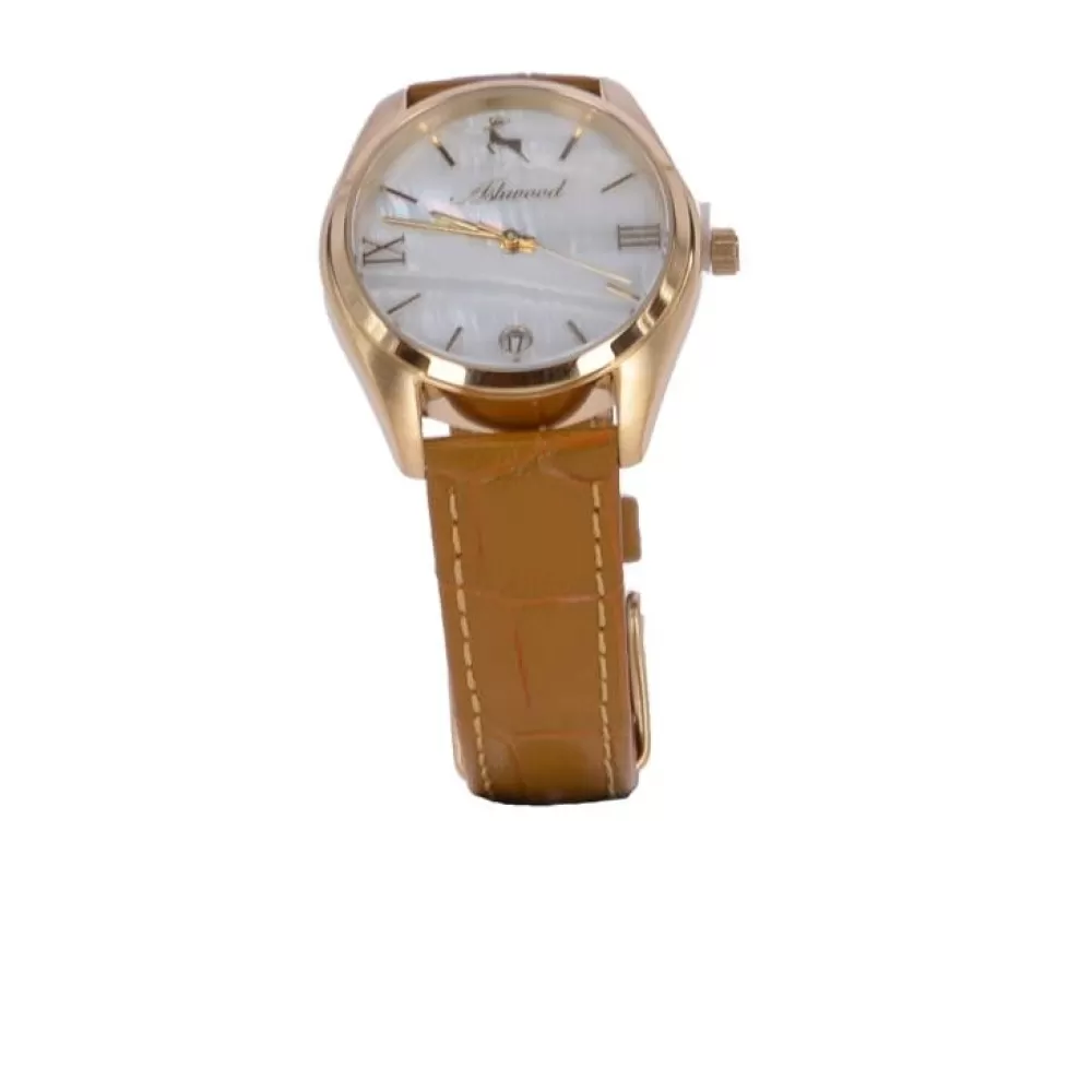 Women Ashwood Handbags Croc Leather Watch With Mother Of Pearl Face Mustard: Aw-0011/Poly