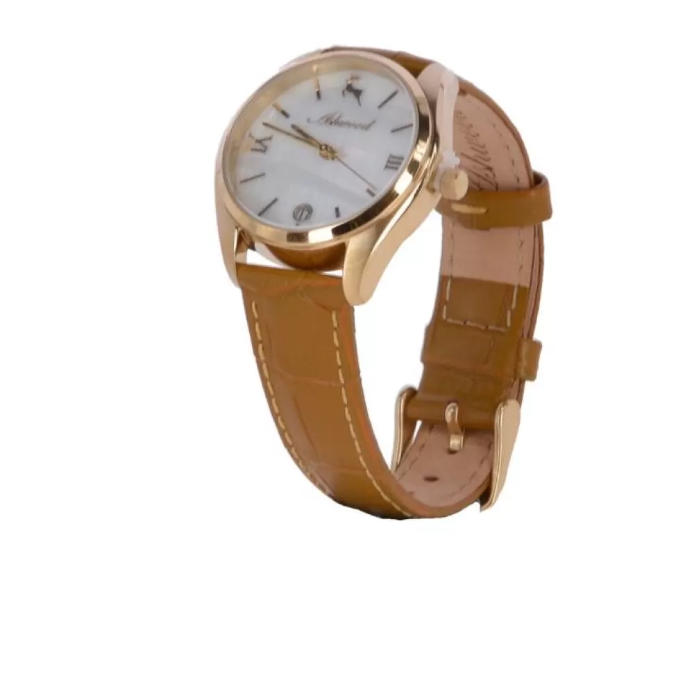 Women Ashwood Handbags Croc Leather Watch With Mother Of Pearl Face Mustard: Aw-0011/Poly