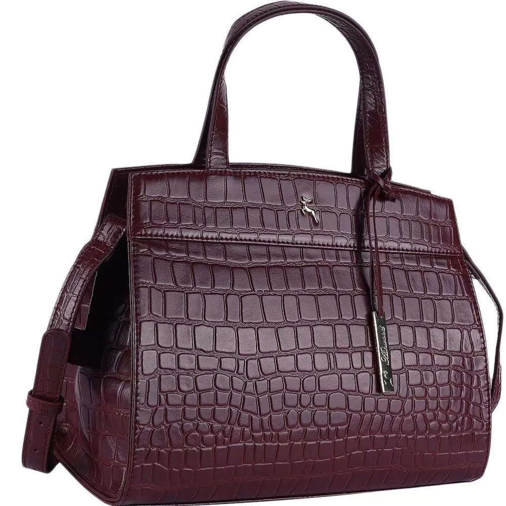 Women Ashwood Handbags Crocodile Print Top Zip Leather Tote Bag: 63363