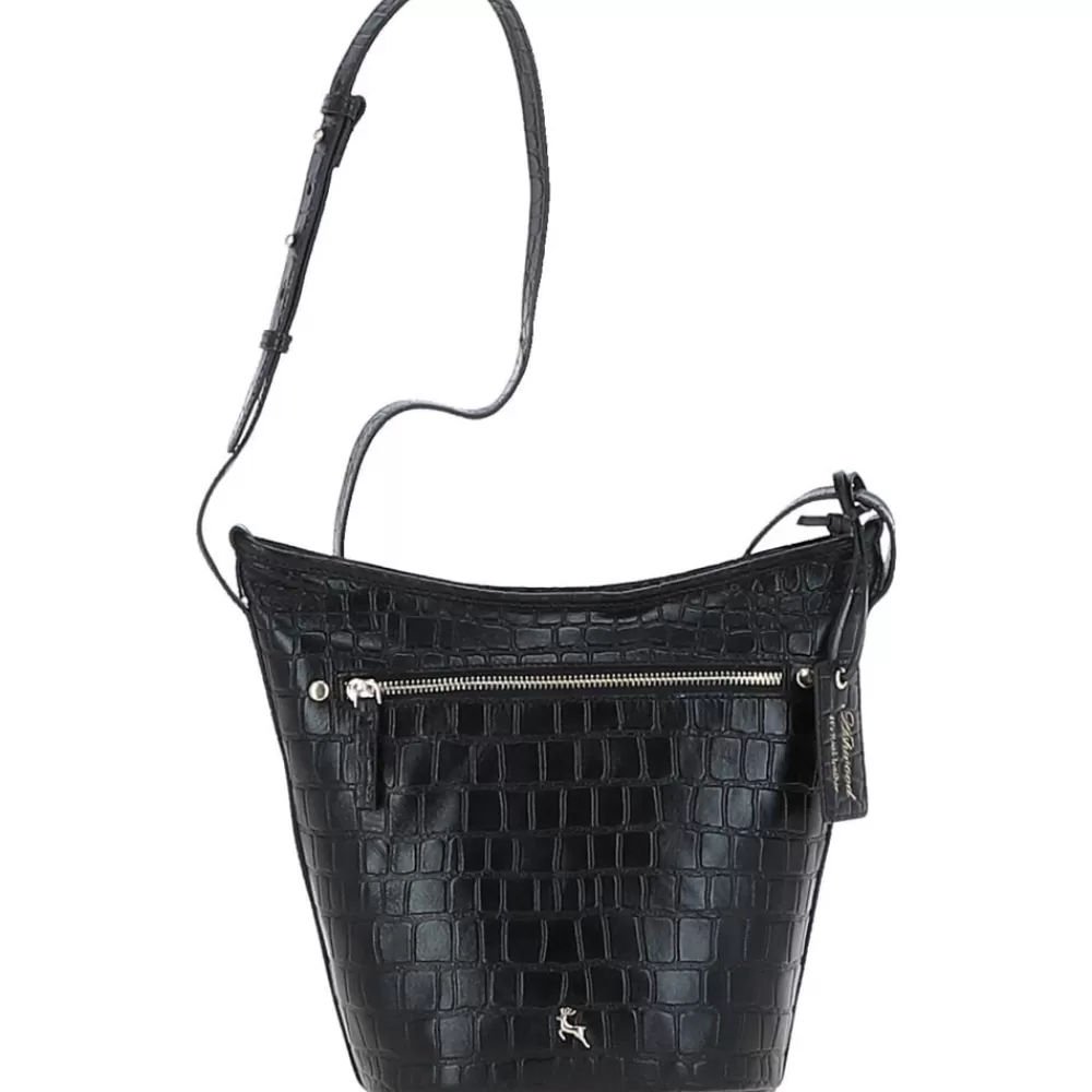 Women Ashwood Handbags Expression Croc Embossed Leather Shoulder Bag: 63790