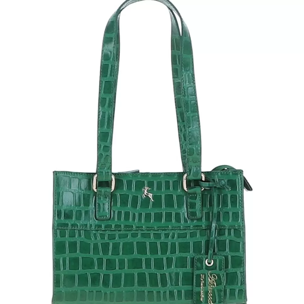 Women Ashwood Handbags Glamour Croc Embossed Leather Shoulder Handbag: 63788