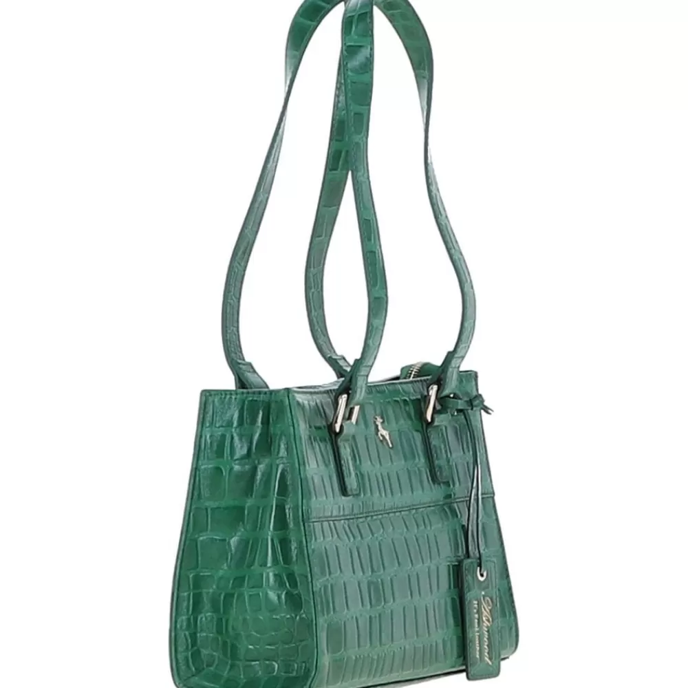 Women Ashwood Handbags Glamour Croc Embossed Leather Shoulder Handbag: 63788