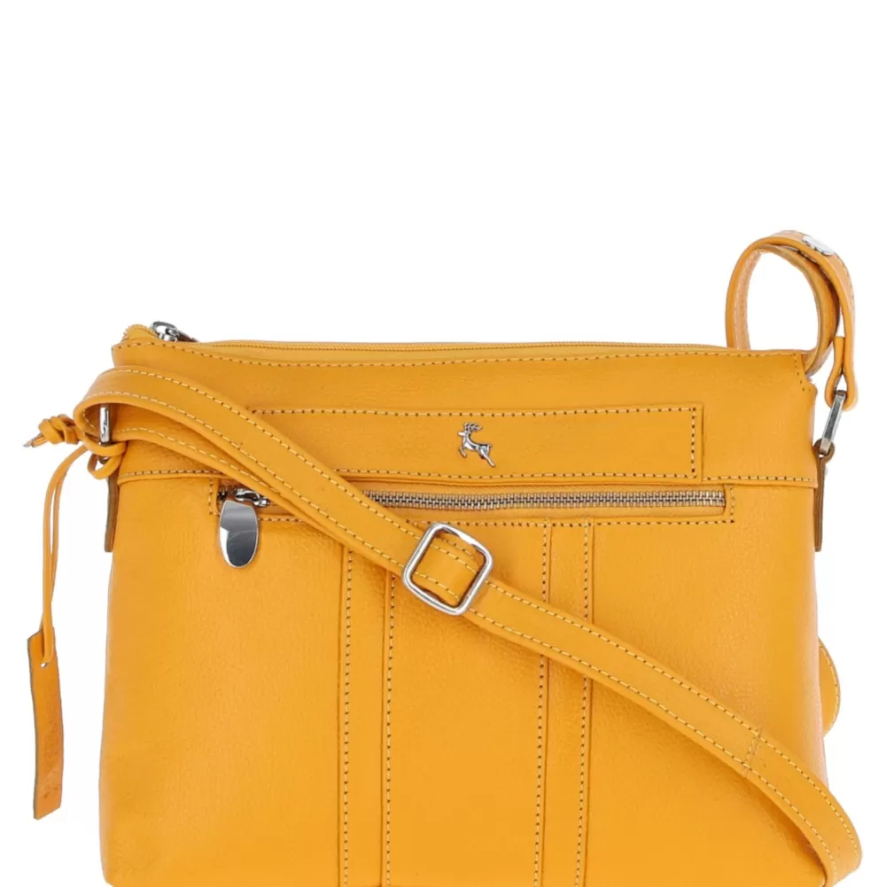 Women Ashwood Handbags Honey Medium Real Leather Shoulder Bag Yellow: 6052680