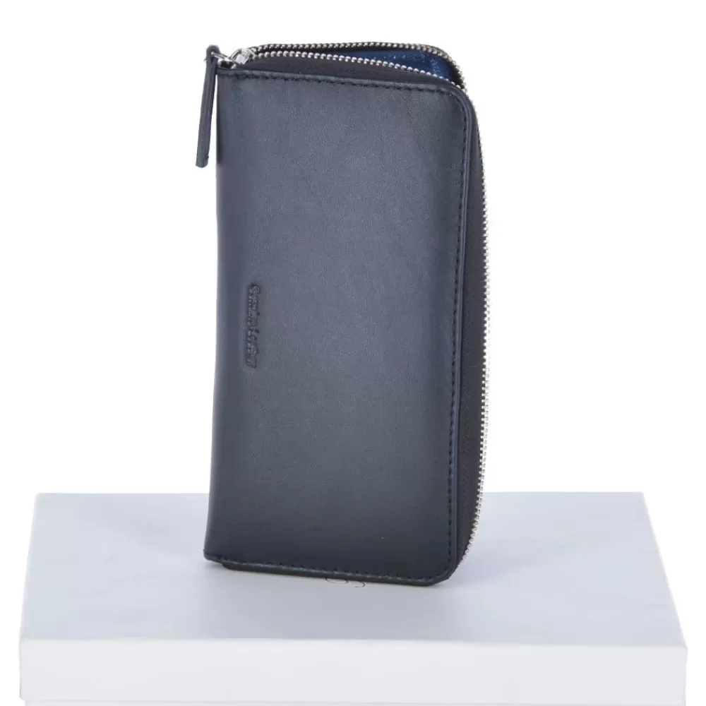 Women Ashwood Handbags Large Leather Zip Around Note And Coin Purse Black : Ash-09