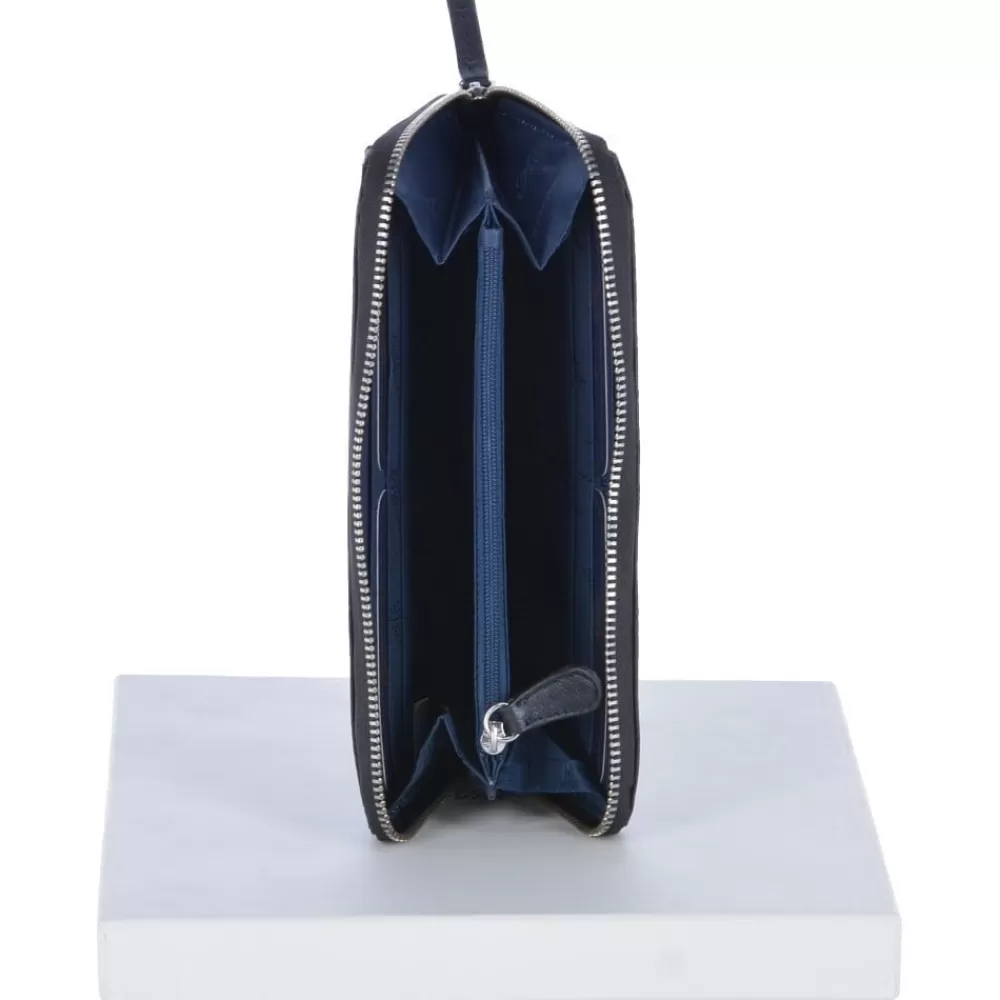 Women Ashwood Handbags Large Leather Zip Around Note And Coin Purse Black : Ash-17