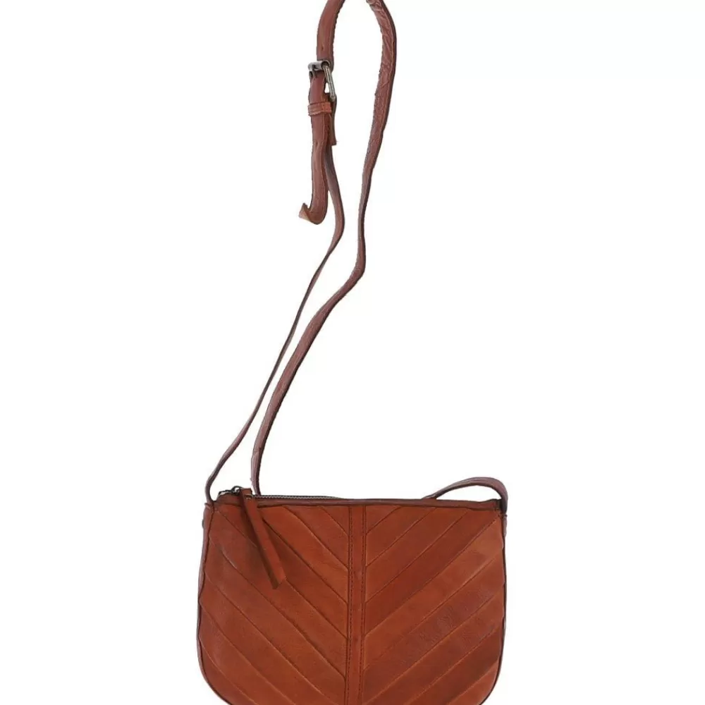 Women Ashwood Handbags Medium Dipped Leather Saddle Shoulder Bag Tan: R-15