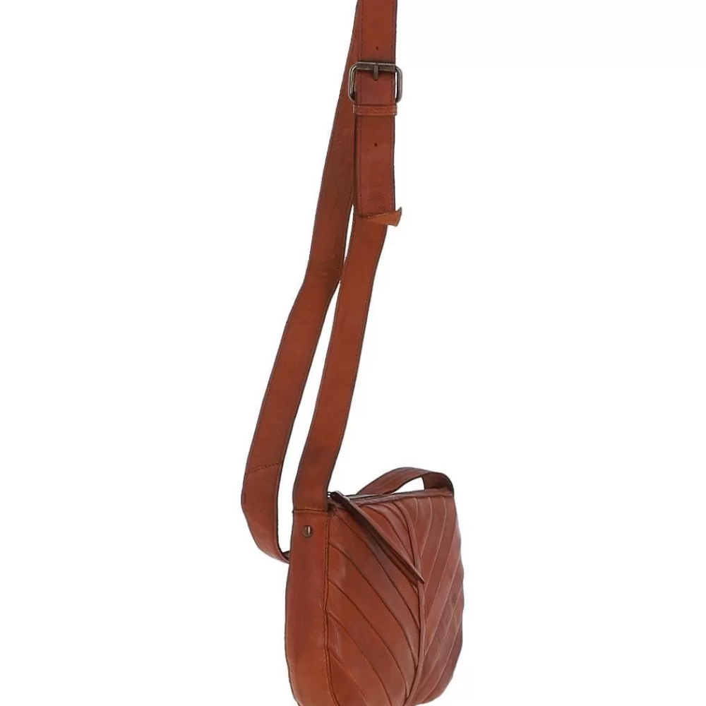 Women Ashwood Handbags Medium Dipped Leather Saddle Shoulder Bag Tan: R-15