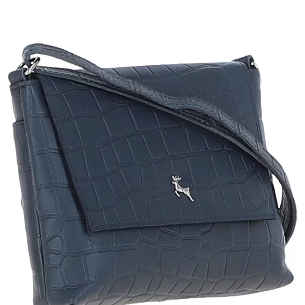 Women Ashwood Handbags Rosea Flap Over Croc Print Real Leather Shoulder Bag: Mc6