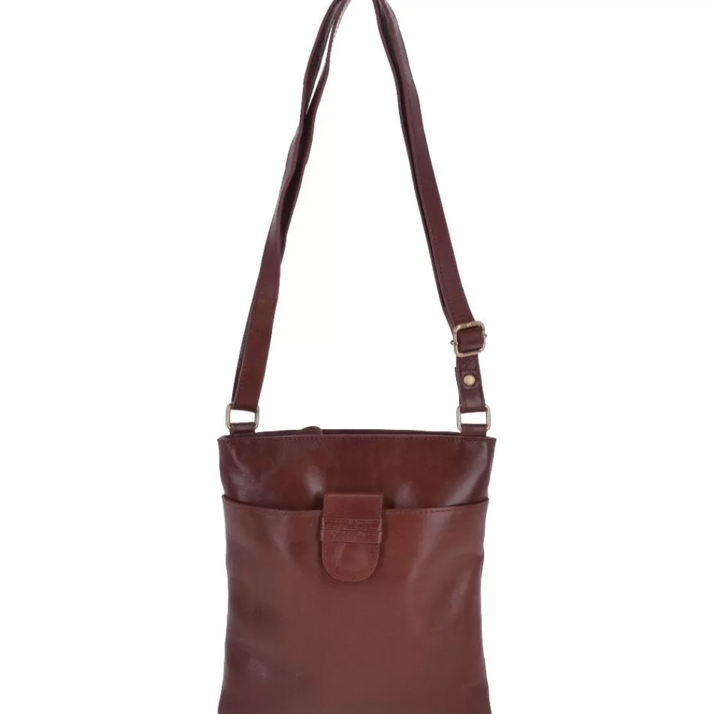 Women Ashwood Handbags Small Zip Top Vegetable Tanned Leather Cross Body Bag: V-20