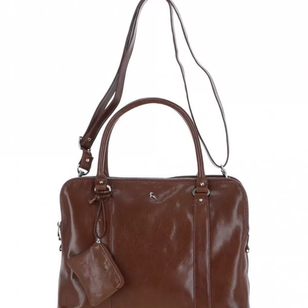 Women Ashwood Handbags Three Section Large Veggie Tanned Leather Bag: Gina