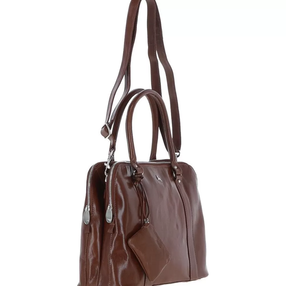 Women Ashwood Handbags Three Section Large Veggie Tanned Leather Bag: Gina