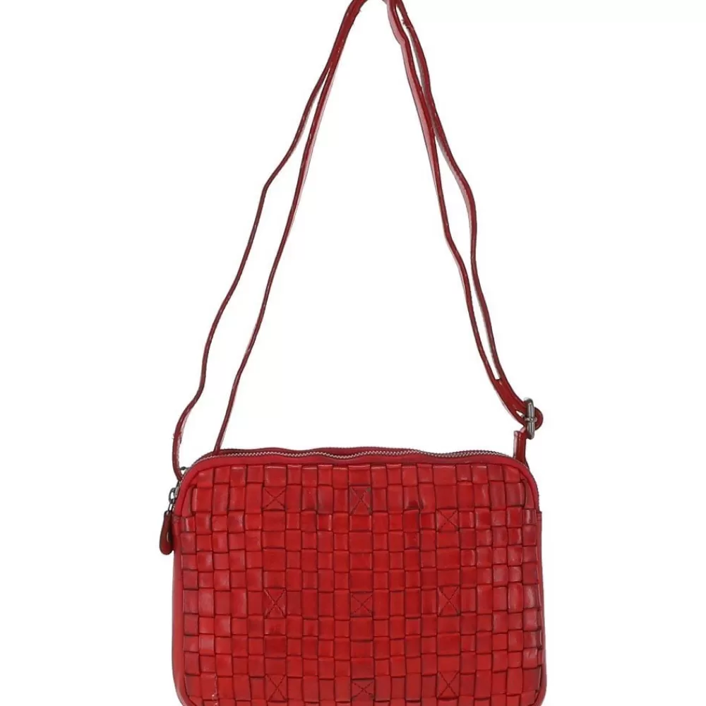 Women Ashwood Handbags Three Section Vintage Woven Leather Shoulder Bag: D-71
