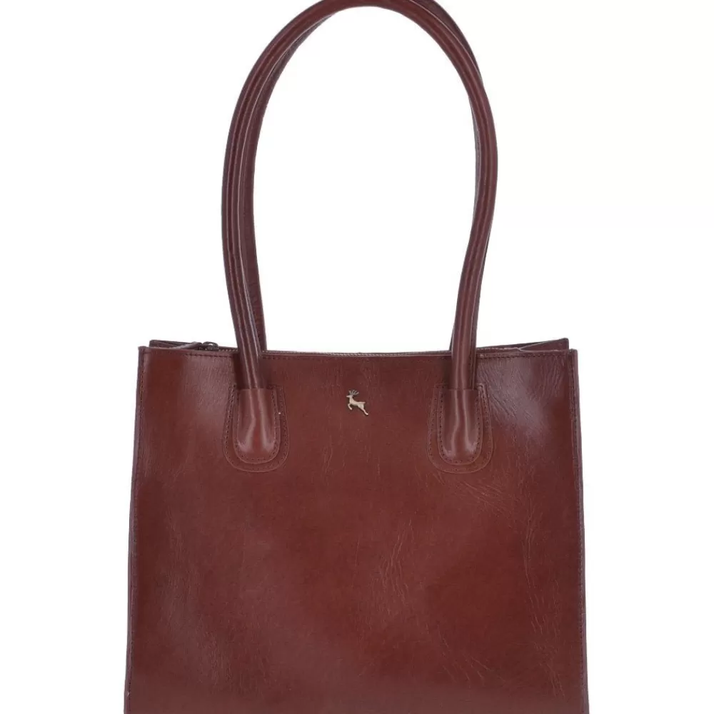 Women Ashwood Handbags Vegetable Tanned Leather Two Section With Mid Purse Bag: V-26