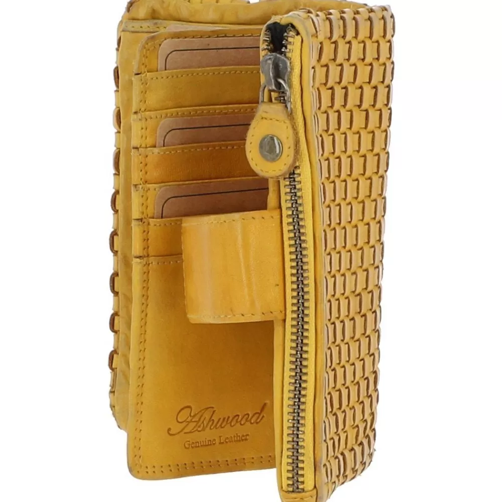 Women Ashwood Handbags Vintage Woven Leather Medium 18 Card Purse: D-83