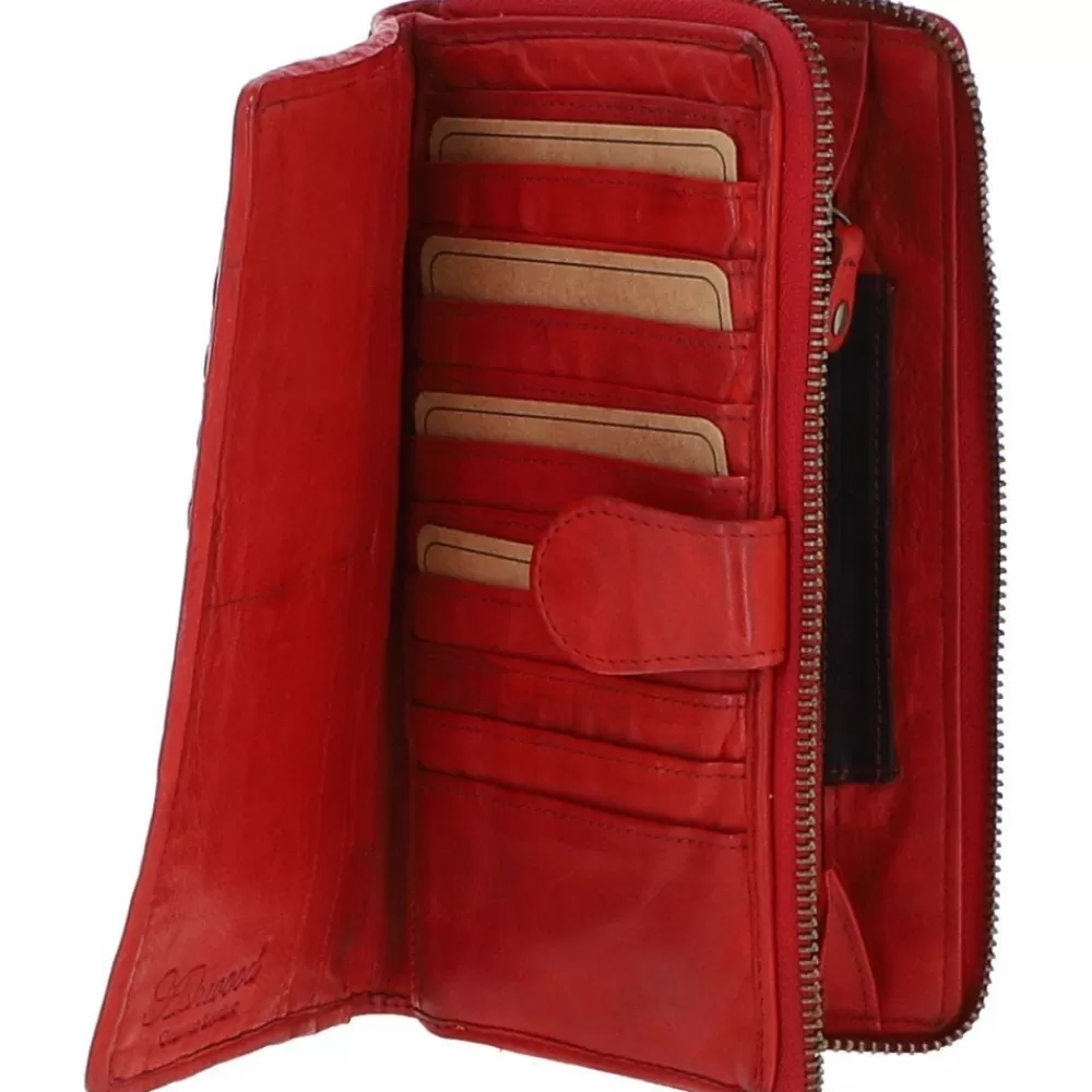 Women Ashwood Handbags Vintage Woven Leather Zip Around 22 Card Coin Note Purse: D-84