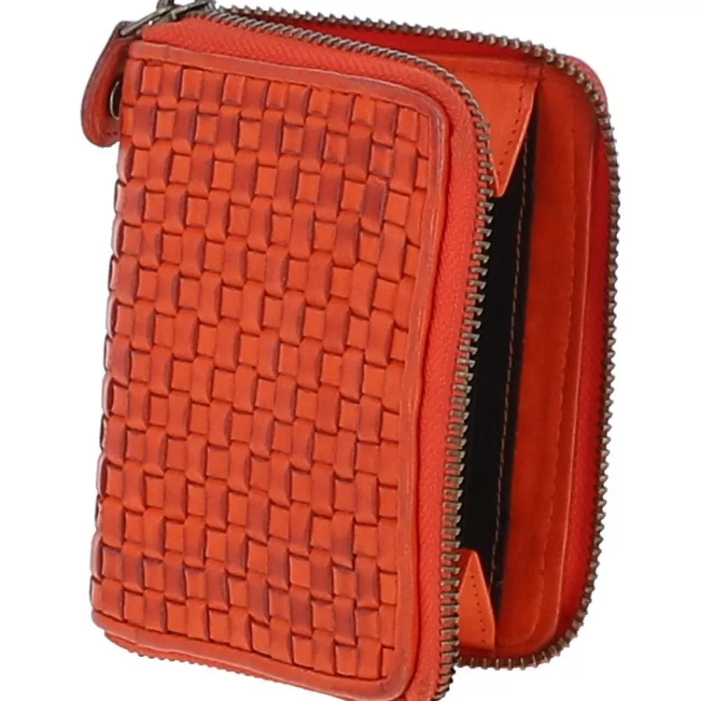 Women Ashwood Handbags Vintage Woven Leather Zip Around 6 Card Coin Purse: D-80
