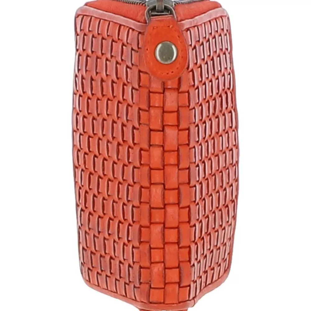 Women Ashwood Handbags Vintage Woven Leather Zip Around 6 Card Coin Purse: D-80