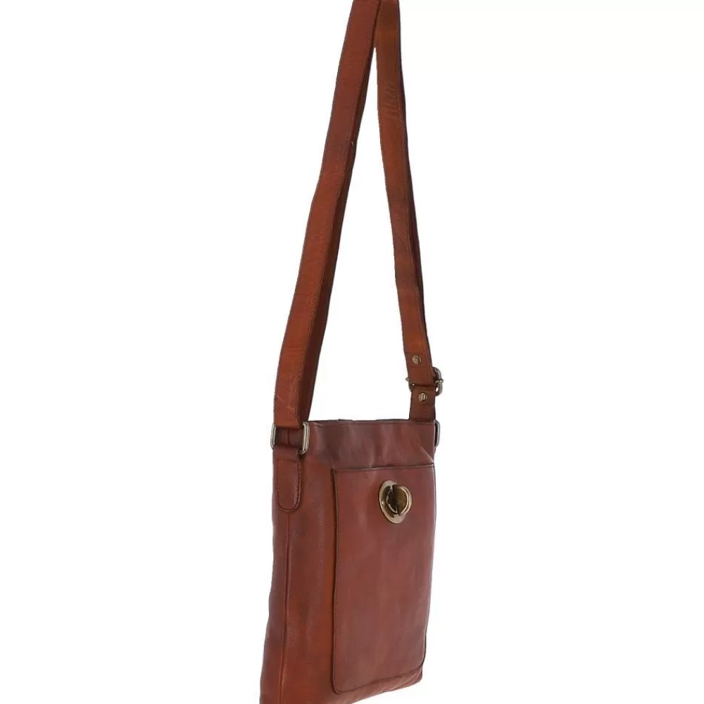 Women Ashwood Handbags Zip Top Dipped Leather Pocket Cross Body Bag Tan: R-19