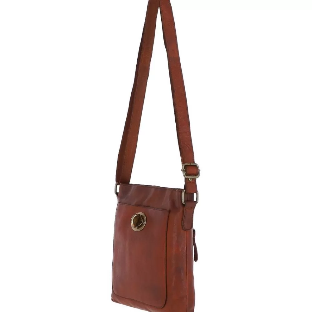 Women Ashwood Handbags Zip Top Dipped Leather Pocket Cross Body Bag Tan: R-19