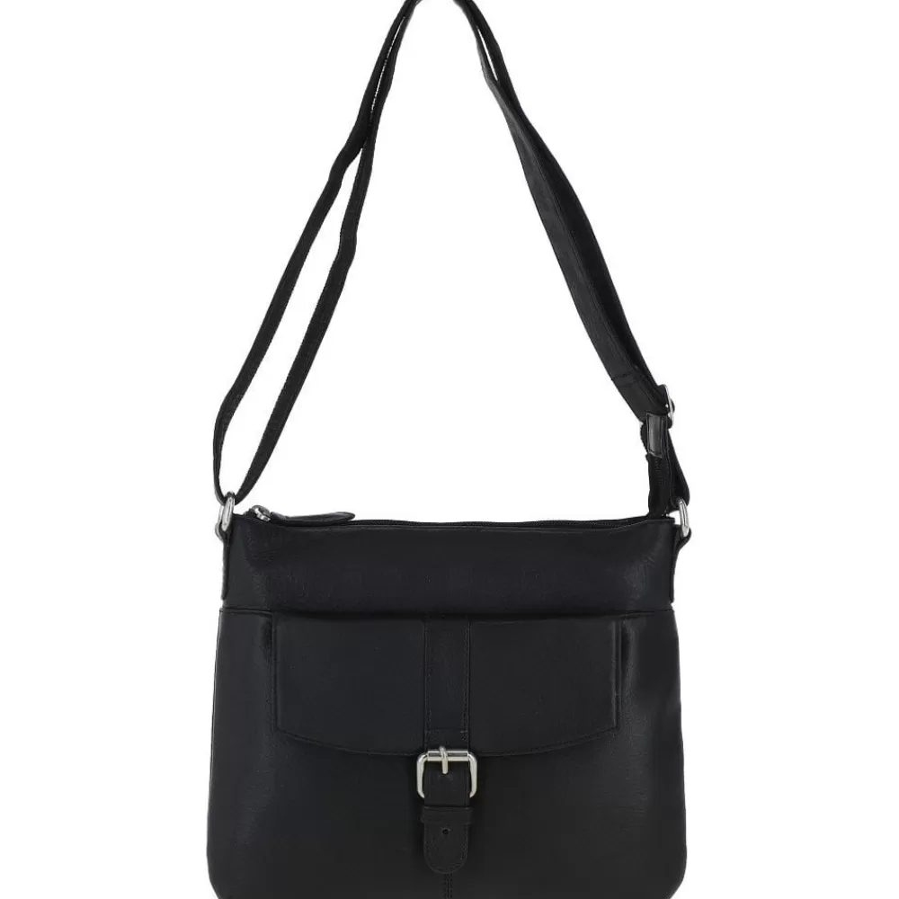 Women Ashwood Handbags Zip Top Leather Cross Body Bag Black: Ela 730